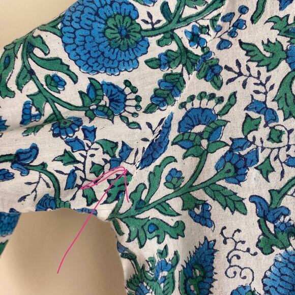 SZ Blockprints Kurta Tunic Size S Pink Blue Green Swim Cover Up Cotton Casual - Picture 13 of 14